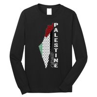 Palestinian Map Keffiyeh Thobe Patterns Palestine In Arabic Long Sleeve Shirt