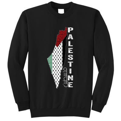 Palestinian Map Keffiyeh Thobe Patterns Palestine In Arabic Sweatshirt