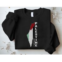 Palestinian Map Keffiyeh Thobe Patterns Palestine In Arabic Sweatshirt