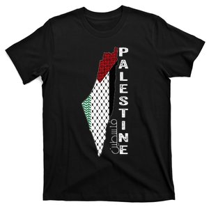 Palestinian Map Keffiyeh Thobe Patterns Palestine In Arabic T-Shirt