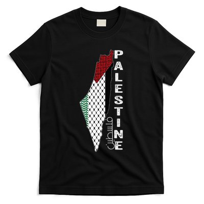 Palestinian Map Keffiyeh Thobe Patterns Palestine In Arabic T-Shirt