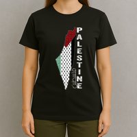 Palestinian Map Keffiyeh Thobe Patterns Palestine In Arabic T-Shirt