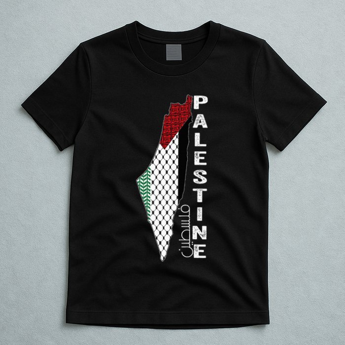 Palestinian Map Keffiyeh Thobe Patterns Palestine In Arabic T-Shirt
