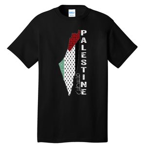 Palestinian Map Keffiyeh Thobe Patterns Palestine In Arabic Tall T-Shirt