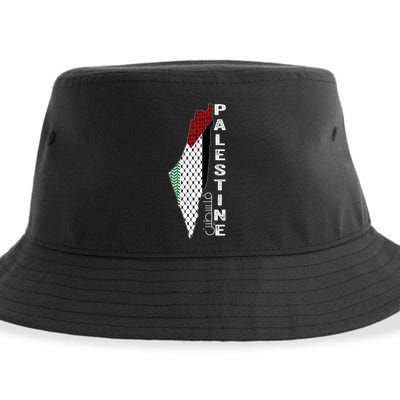 Palestinian Map Keffiyeh Thobe Patterns Palestine In Arabic Sustainable Bucket Hat