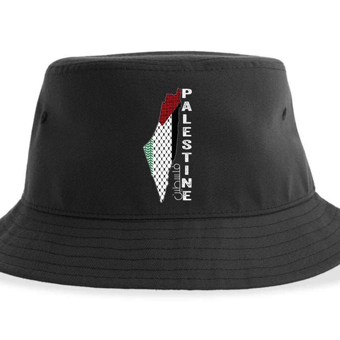 Palestinian Map Keffiyeh Thobe Patterns Palestine In Arabic Sustainable Bucket Hat