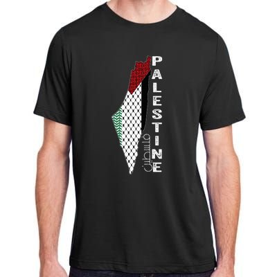 Palestinian Map Keffiyeh Thobe Patterns Palestine In Arabic Adult ChromaSoft Performance T-Shirt