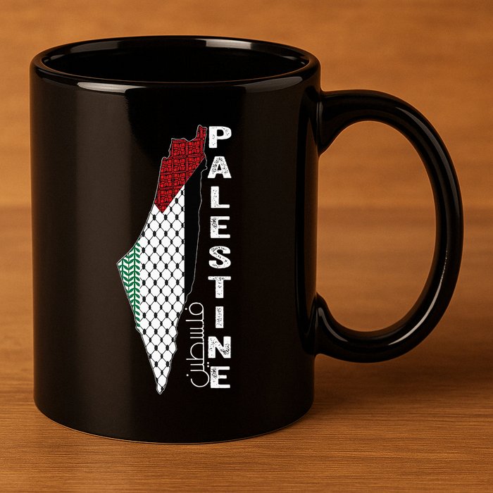 Palestinian Map Keffiyeh Thobe Patterns Palestine In Arabic 11oz C Handle Ceramic Mug