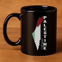 Palestinian Map Keffiyeh Thobe Patterns Palestine In Arabic 11oz C Handle Ceramic Mug