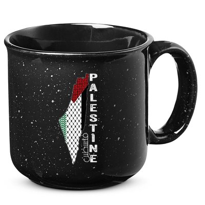 Palestinian Map Keffiyeh Thobe Patterns Palestine In Arabic 15oz Campfire Ceramic Mug