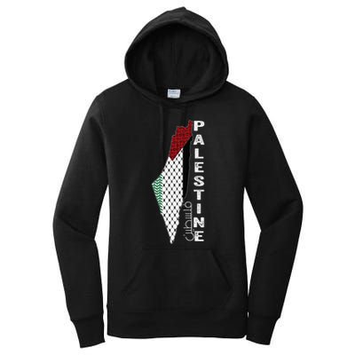 Palestinian Map Keffiyeh Thobe Patterns Palestine In Arabic Women's Pullover Hoodie