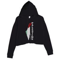 Palestinian Map Keffiyeh Thobe Patterns Palestine In Arabic Crop Fleece Hoodie