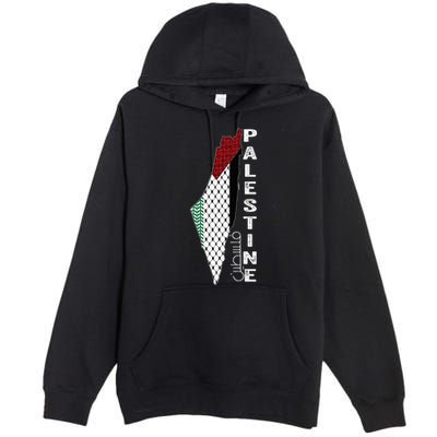Palestinian Map Keffiyeh Thobe Patterns Palestine In Arabic Premium Pullover Hoodie