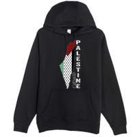Palestinian Map Keffiyeh Thobe Patterns Palestine In Arabic Premium Pullover Hoodie