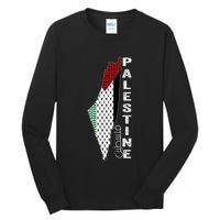 Palestinian Map Keffiyeh Thobe Patterns Palestine In Arabic Tall Long Sleeve T-Shirt