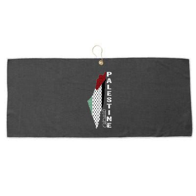 Palestinian Map Keffiyeh Thobe Patterns Palestine In Arabic Large Microfiber Waffle Golf Towel