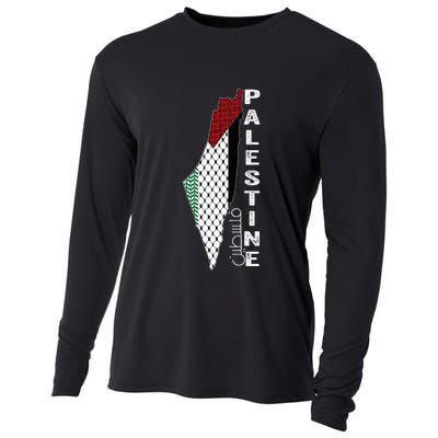 Palestinian Map Keffiyeh Thobe Patterns Palestine In Arabic Cooling Performance Long Sleeve Crew
