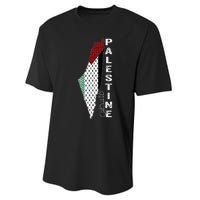 Palestinian Map Keffiyeh Thobe Patterns Palestine In Arabic Performance Sprint T-Shirt