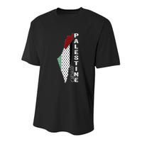 Palestinian Map Keffiyeh Thobe Patterns Palestine In Arabic Youth Performance Sprint T-Shirt