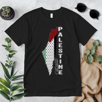 Palestinian Map Keffiyeh Thobe Patterns Palestine In Arabic Premium T-Shirt