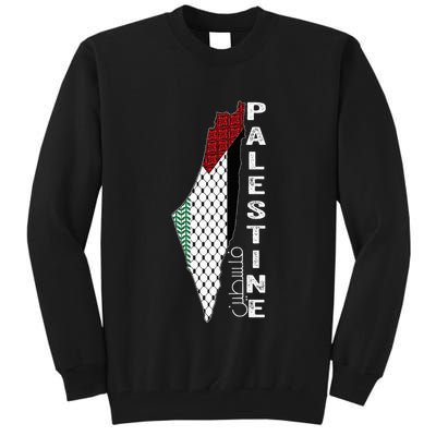 Palestinian Map Keffiyeh Thobe Patterns Palestine In Arabic Tall Sweatshirt