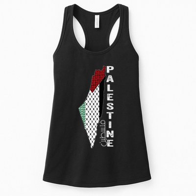 Palestinian Map Keffiyeh Thobe Patterns Palestine In Arabic Womens Tank Top