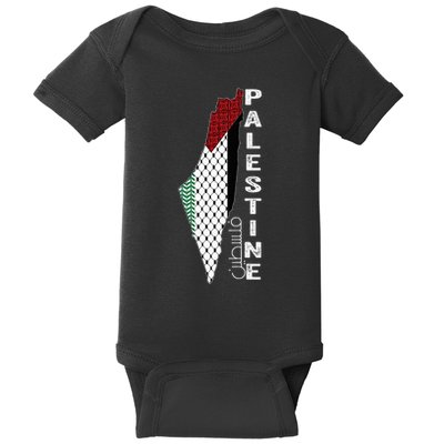 Palestinian Map Keffiyeh Thobe Patterns Palestine In Arabic Baby Bodysuit