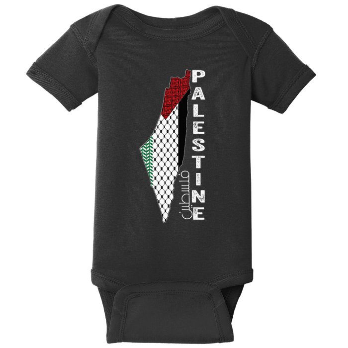 Palestinian Map Keffiyeh Thobe Patterns Palestine In Arabic Baby Bodysuit