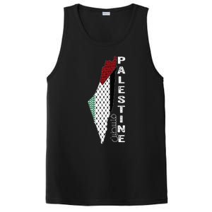 Palestinian Map Keffiyeh Thobe Patterns Palestine In Arabic PosiCharge Competitor Tank