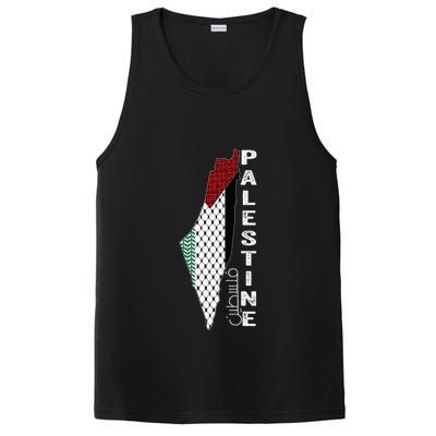 Palestinian Map Keffiyeh Thobe Patterns Palestine In Arabic PosiCharge Competitor Tank