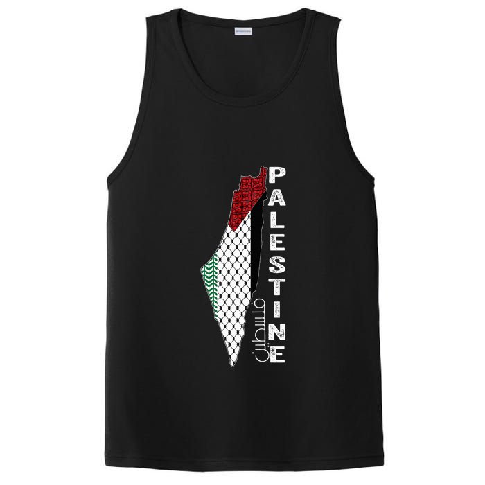 Palestinian Map Keffiyeh Thobe Patterns Palestine In Arabic PosiCharge Competitor Tank
