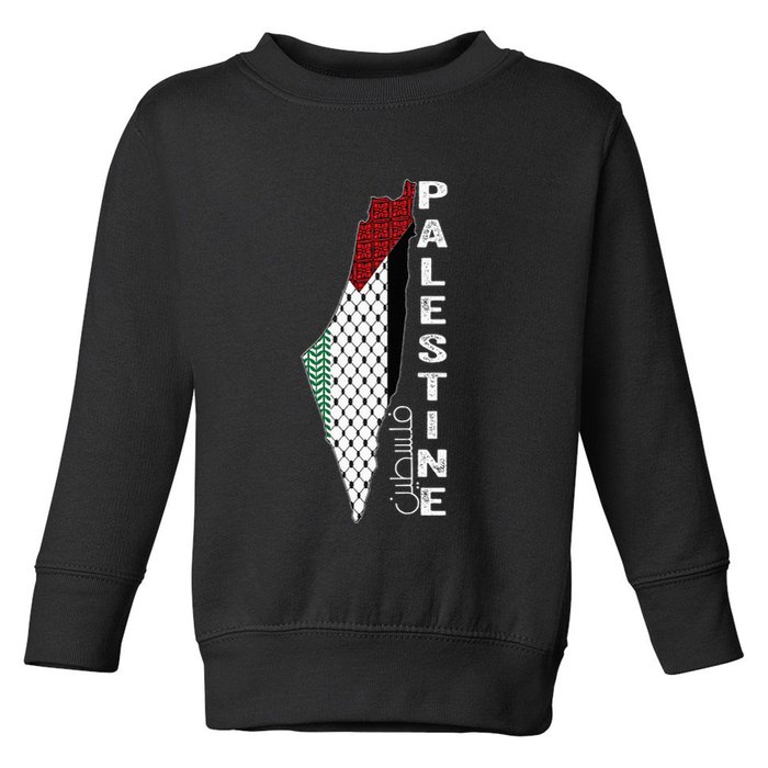 Palestinian Map Keffiyeh Thobe Patterns Palestine In Arabic Toddler Sweatshirt