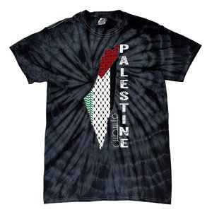 Palestinian Map Keffiyeh Thobe Patterns Palestine In Arabic Tie-Dye T-Shirt