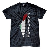 Palestinian Map Keffiyeh Thobe Patterns Palestine In Arabic Tie-Dye T-Shirt