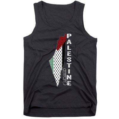 Palestinian Map Keffiyeh Thobe Patterns Palestine In Arabic Tank Top