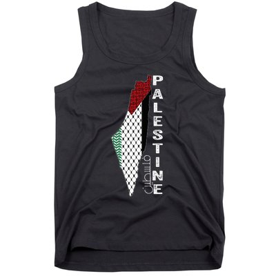 Palestinian Map Keffiyeh Thobe Patterns Palestine In Arabic Tank Top