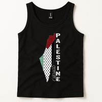 Palestinian Map Keffiyeh Thobe Patterns Palestine In Arabic Tank Top