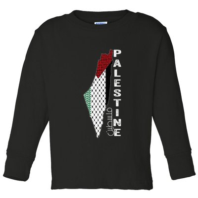 Palestinian Map Keffiyeh Thobe Patterns Palestine In Arabic Toddler Long Sleeve Shirt