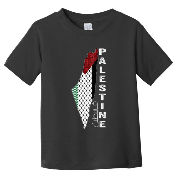 Palestinian Map Keffiyeh Thobe Patterns Palestine In Arabic Toddler T-Shirt