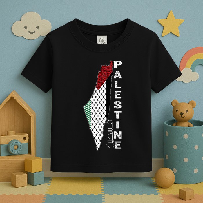 Palestinian Map Keffiyeh Thobe Patterns Palestine In Arabic Toddler T-Shirt