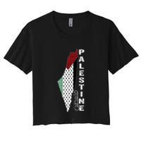 Palestinian Map Keffiyeh Thobe Patterns Palestine In Arabic Crop Top