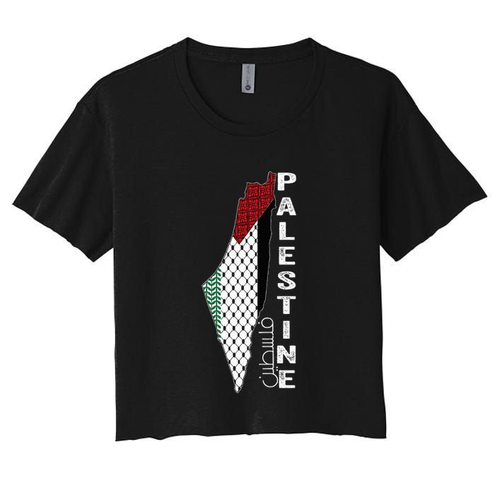 Palestinian Map Keffiyeh Thobe Patterns Palestine In Arabic Crop Top