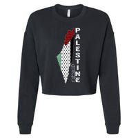 Palestinian Map Keffiyeh Thobe Patterns Palestine In Arabic Cropped Pullover Crew