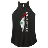 Palestinian Map Keffiyeh Thobe Patterns Palestine In Arabic Women's Perfect Tri Rocker Tank