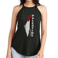 Palestinian Map Keffiyeh Thobe Patterns Palestine In Arabic Women's Perfect Tri Rocker Tank