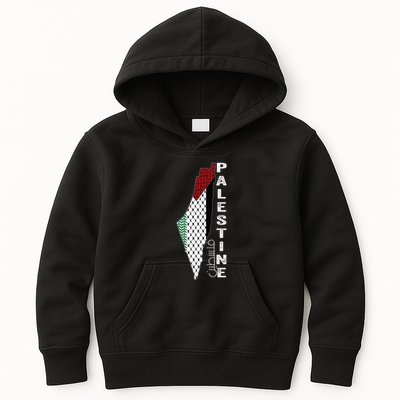 Palestinian Map Keffiyeh Thobe Patterns Palestine In Arabic Kids Hoodie