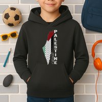 Palestinian Map Keffiyeh Thobe Patterns Palestine In Arabic Kids Hoodie