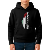 Palestinian Map Keffiyeh Thobe Patterns Palestine In Arabic Kids Hoodie