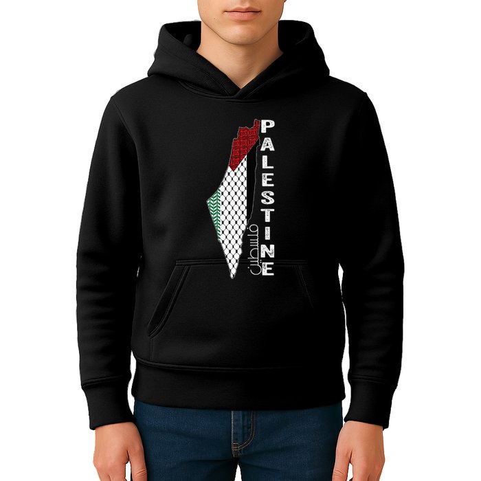 Palestinian Map Keffiyeh Thobe Patterns Palestine In Arabic Kids Hoodie