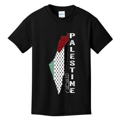 Palestinian Map Keffiyeh Thobe Patterns Palestine In Arabic Kids T-Shirt